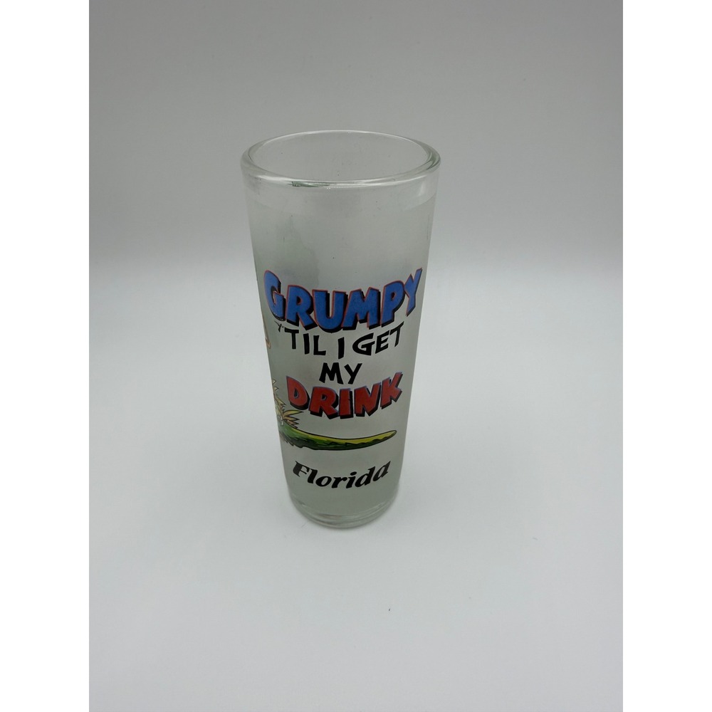 Florida Alligator Shot Glass Frosted Grumpy Til I Get My Drink Souvenir Tall